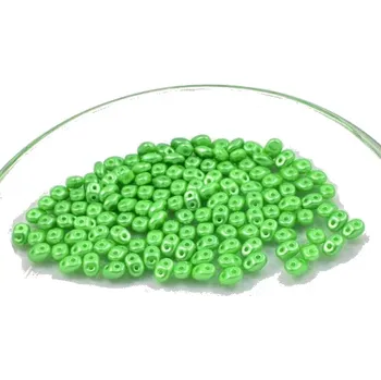 Korálek Korálky skleněné rokajl Matubo SuperDuo perleť zelená - sáček