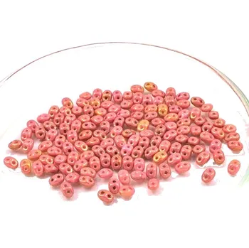 Korálek Korálky skleněné rokajl Matubo SuperDuo lososová- sáček