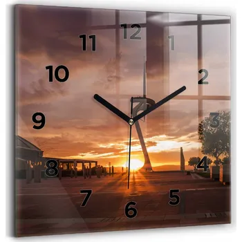 Hodiny Skleněné nástěnné hodiny Barcelona Olympijský park 30x30 cm