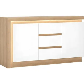 Komoda Komoda LYOK01, dub riviera / bílá s extra vysokým leskem, LEONARDO