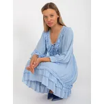 Světle modré minišaty s volánem v boho stylu -TW-SK-BI-0761.92-light blue Velikost: ONE SIZE