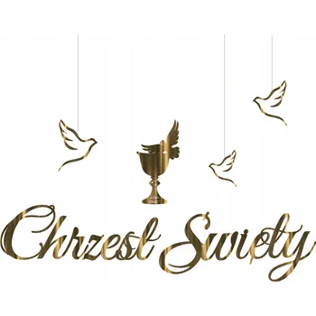 Vánoční dekorace Křest banner dekorace na křtiny nápis zlatý LUX