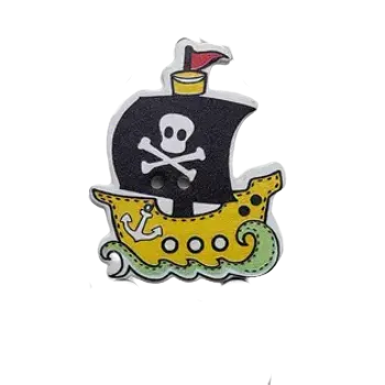 Knoflík Knoflík dřevěný - pirátská loď (2,5 x 3,0 cm)