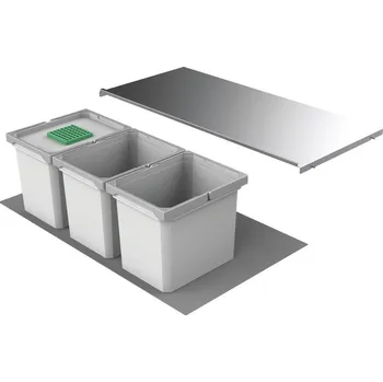 Odpadkový koš Cox® Box 275 K/900-3, odpadkový koš pro stávající výsuvy, s bio víkem, světle šedá