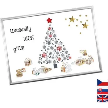 Žertovný předmět Rámeček na darování peněz - Vánoční dárky, Nápis anglicky, Rámeček 907 - stříbrná metalická