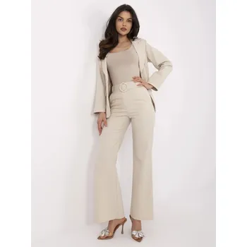Elegantní béžové kalhoty s vysokým pasem DHJ-