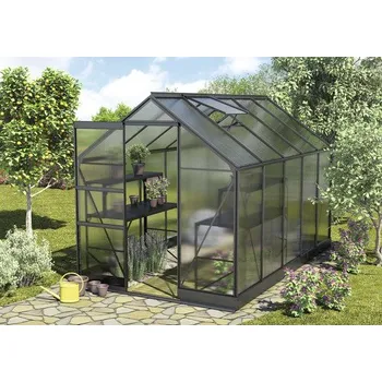 Skleník Skleník Vitavia Apollo 6200 polykarbonát 6 mm 195 x 323 cm černý vč. základového rámu