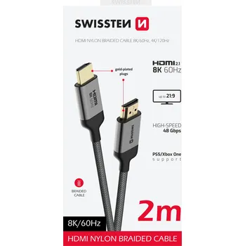 Datový kabel Swissten KABEL HDMI NA HDMI 8K 60HZ 2,0 M NYLON