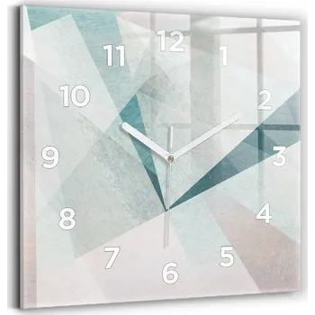 Hodiny Velké Skleněné Nástěnné Hodiny s Grafikou Tiché Trojúhelníky Abstrakce Textura