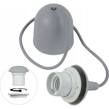 ZÁVĚSNÁ ŠŇŮRA K ZÁVĚSNÉ LAMPE SE ŠEDÝM OBJÍMKOU A ZÁVITEM E27, 75 CM