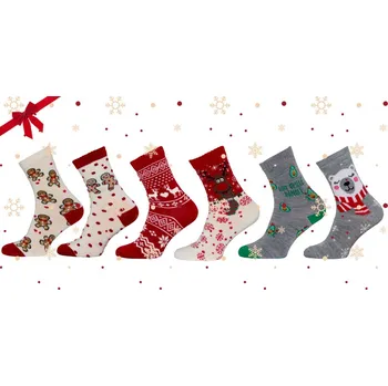 Dámské ponožky Dámské Vánoční MERINO ponožky NOVIA | 1235 Velikost: UNI ( 36-40 ), Barava: perníčky