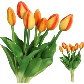 umělá květina TULIPÁNY KYTICE TULIPÁNŮ GUMOVÉ GUMOVANÉ SILIKONOVÉ JAKO ŽIVÉ 7KS