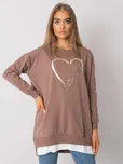 Hnědá dámská tunika s potiskem srdce RV-TU-7258.40P-brown Velikost: S/M