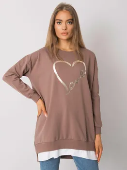 Dámská tunika Hnědá dámská tunika s potiskem srdce RV-TU-7258.40P-brown Velikost: S/M
