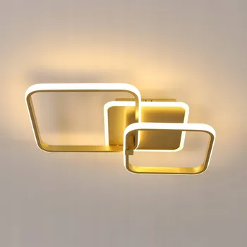 NOWOCZESNA LAMPA SUFITOWA LED ZŁOTA ODPOWEDNIA DO SALONU 54W