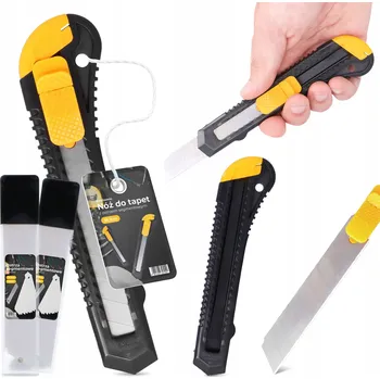 Pracovní nůž Nůž NA TAPETY ŘEZÁK TAPETÁŘSKÝ Čalounický Na Koberce ZÁMEK 21x Vyměnitelné Čepele