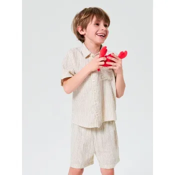 Chlapecká mikina Sinsay - Bavlněná tkaninová souprava s pruhy - krémová - 460EH-01X - 460EH-01X-116