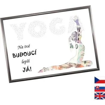 Žertovný předmět Rámeček na darování peněz - Jóga, Nápis česky, Rámeček 914 - antracitová