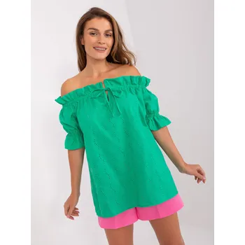Dámská halenka Zelená madeirová romantická halenka LK-BZ-509355.68P-green Velikost: S/M