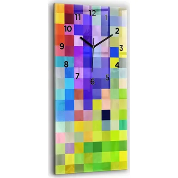 Hodiny Velké Skleněné Nástěnné Hodiny Dekorativní Kompozice Čtverců 30x60