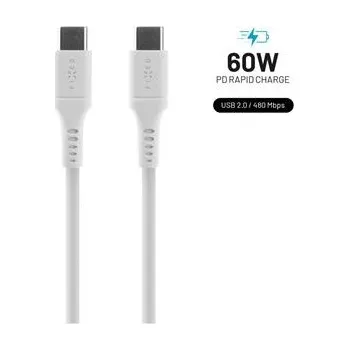 Datový kabel FIXED Dlouhý nabíjecí a datový Liquid silicone kabel s konektory USB-C/USB-C a podporou PD, 2m, USB 2.0, 60W, bílý