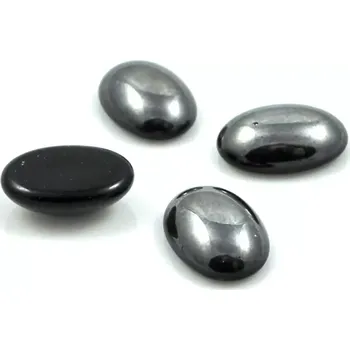 Materiál na výrobu šperku Skleněný kabošon hematitový - 2 ks