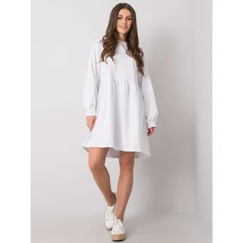 Dámské šaty Bílé mikinové šaty s kapucí -RV-SK-6722.48P-white Velikost: L/XL