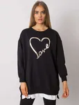 Černá dámská tunika s potiskem srdce RV-TU-7258.40P-black Velikost: S/M
