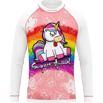 Dětské funkční triko dlouhý rukáv JEDNOROŽEC bílá Bamboo Heavy - Lososová / 130