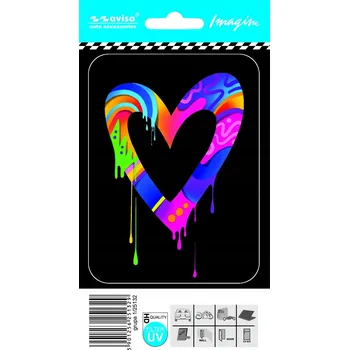 Samolepicí dekorace na vozidlo SAMOLEPKA Barevné Duhové Srdce LOVE HEART