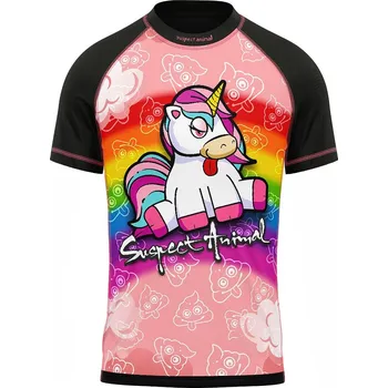 Dětské funkční triko krátký rukáv JEDNOROŽEC černá Bamboo Light New - Lososová / 130