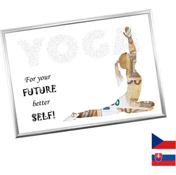 Žertovný předmět Rámeček na darování peněz - Jóga, Nápis anglicky, Rámeček 907 - stříbrná metalická