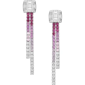 Náušnice Stříbrné náušnice Cascade RŮŽOVÉ