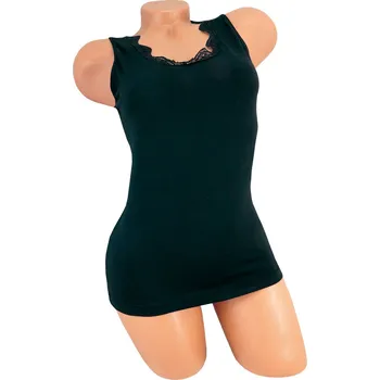 Dámské tílko NOVIA | s krajkou vzor 6/102 BÍLÁ Velikost: XL Velikost: S, Barava: černá