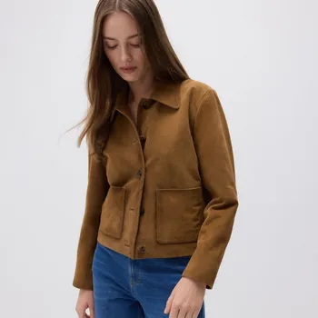 Reserved - Semišová bunda s kapsami - pšeničná - 144EN-12X - 144EN-12X-M