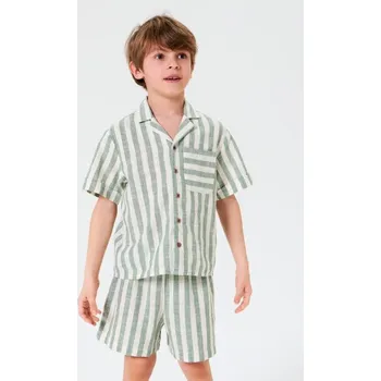 Sinsay - Bavlněná tkaninová souprava s pruhy - krémová - 455EH-01X - 455EH-01X-134