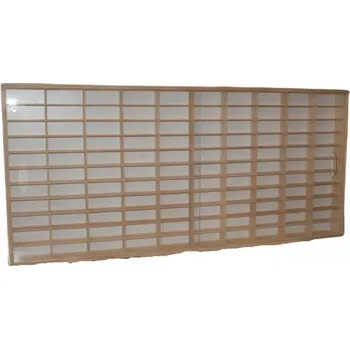 Dřevěná hračka Dřevěná polička na autíčka 110ks přírodní uzavíratelná - plexi