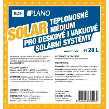 Nemrznoucí směs do chladiče Kapalina teplonosná nemrznoucí Plano Solar pro solární systémy 20 l