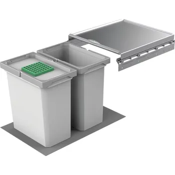 Odpadkový koš Cox® Box 360 S/400-2, odpadkový koš pro stávající výsuvy, s bio víkem, světle šedá