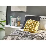 Polštář uzel žlutý samet 30 x 30 cm, svázaný, spletený čtverec, moderní Beliani