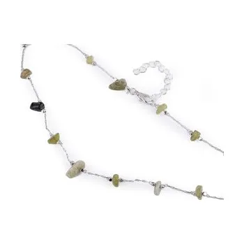 Náhrdelník Náhrdelník z nerezové oceli se skleněnými korálky - 1 ks - 4 zelená sv. stříbrná