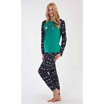 Dámské pyžamo Dámské pyžamo dlouhé Holly Jolly - tmavě zelená - XL