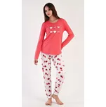 Dámské pyžamo dlouhé Valentýna - jahodová - XL