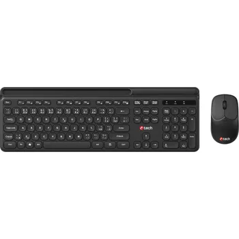 Počítač Klávesnice C-TECH Quallis WLKMC-05, bezdrátový combo set s myší, černý, USB, CZ/SK