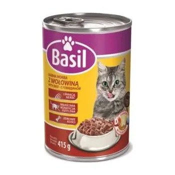Krmivo pro kočku KRMIVO BASIL PRO KOČKY S HOVĚZÍM masem konzerva 415G