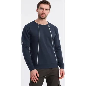 Pánská mikina Ombre Clothing Nadčasová tmavě modrá mikina s ozdobnými zipy V3 SSNZ-0187