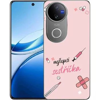Pouzdro na mobilní telefon Gelový kryt mmCase na Vivo V50 5G - nejlepší sestřička růžové pozadí