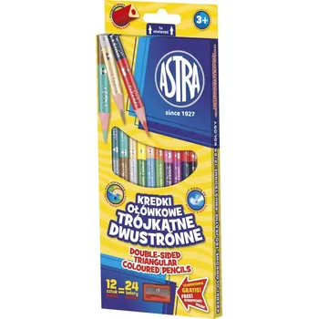 Kresba ASTRA Tužkové nelámavé pastelky trojhranné oboustranné