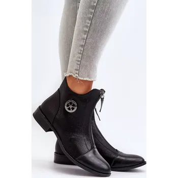 Dámské kozačky Dámské ploché kozačky se zipem černá Loratie 36