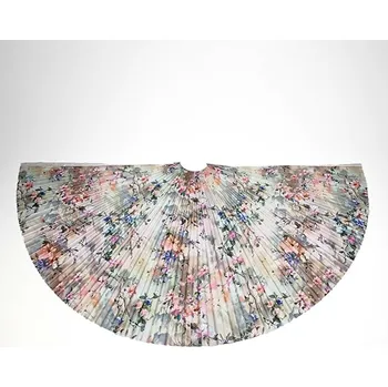 Panel na plisovanou půlkolovou sukni polomatný satén rozlité květiny olejomalba